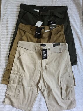 Blu Rock Cargo Shorts Trio - Beige, Olive, Khaki